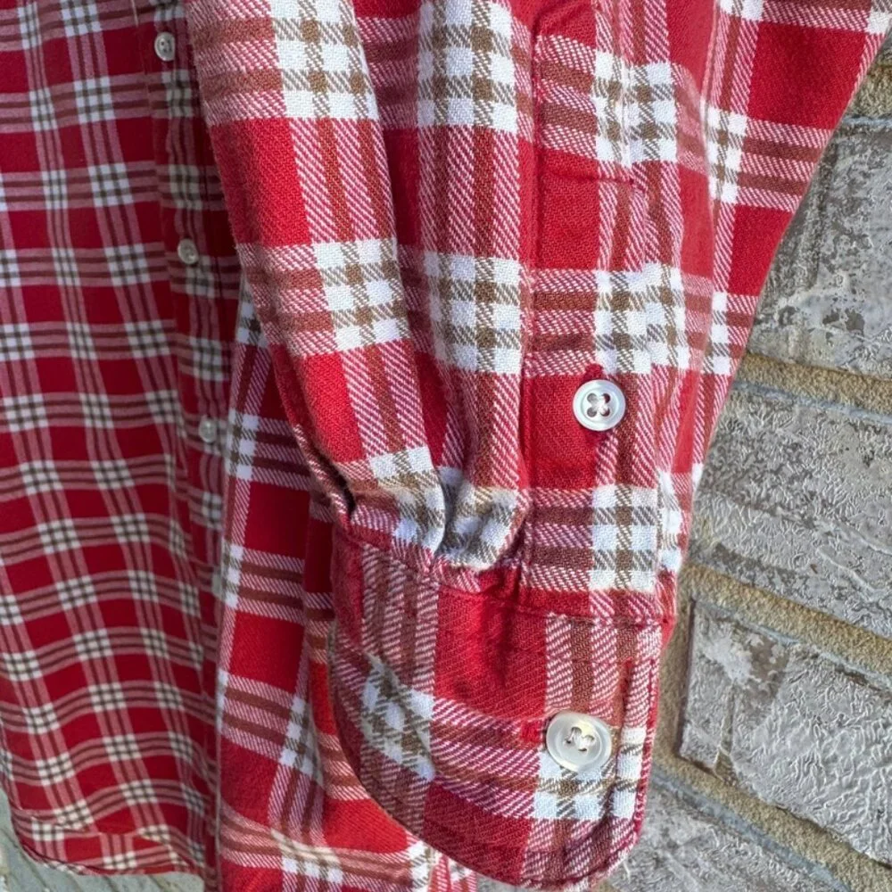 The Disney Store Embroidered Mickey Check Flannel Button Up Shirt Mens Size XL